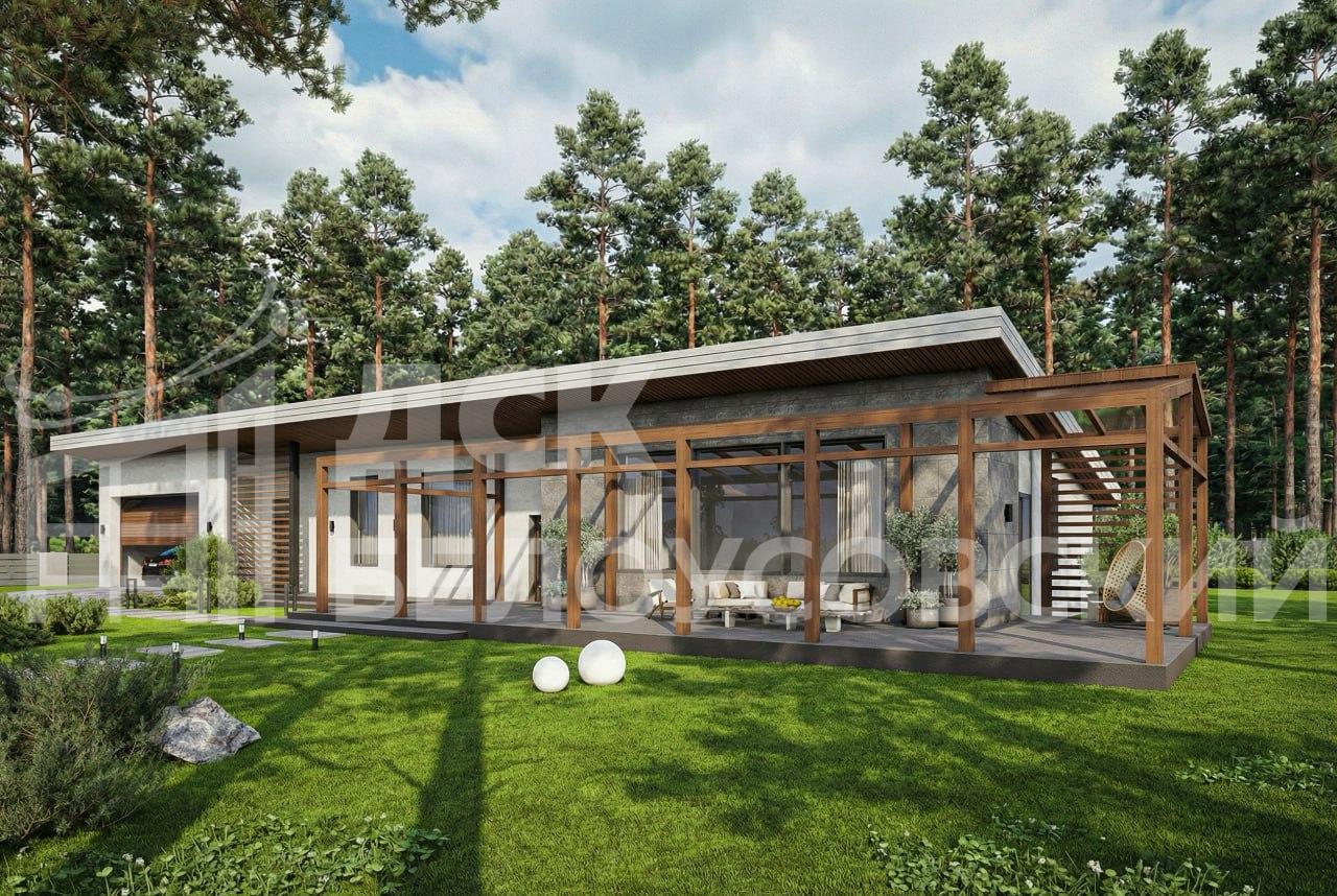 Современный дом 220+ м² с гаражом и панорамной террасой 93 м²
